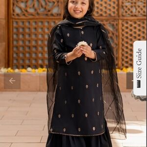 KastoorPK Elegant Black Embroidered Dress for Kids